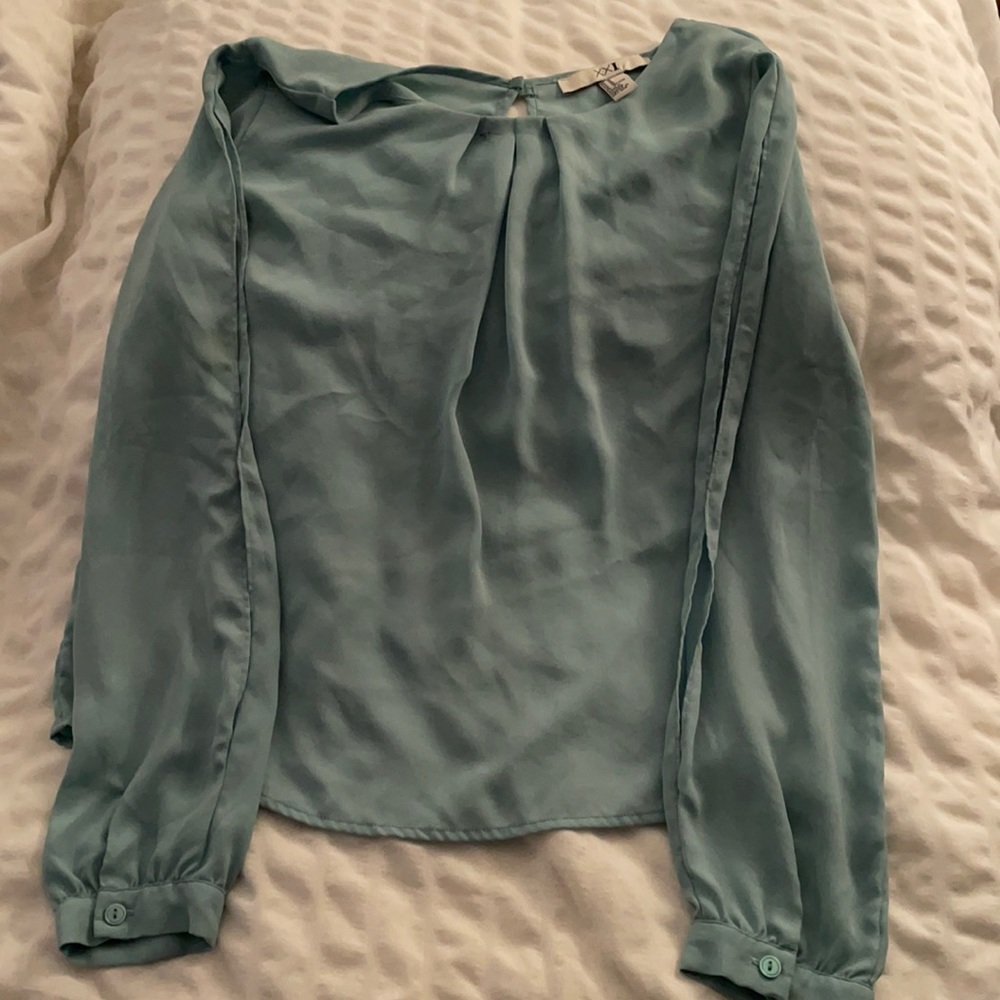 XXI Open Long Sleeve Teal Blouse